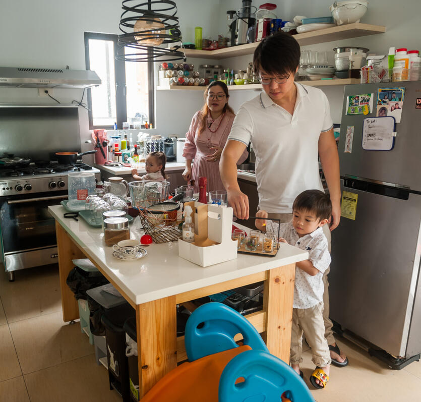 Family in the kitchen